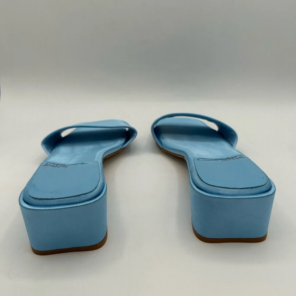 Jeffrey Campbell Women's Low Key Slip On Kitten Heels Sandals Blue Satin 8.5 - Picture 9 of 11